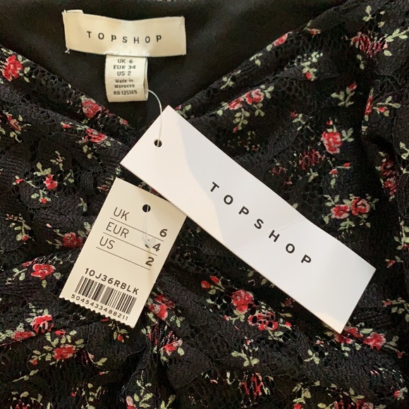 Topshop Black Floral Lace Mini Dress - Picture 5 of 5